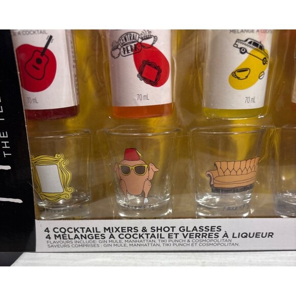 Friends Cocktail Mixer & Shot Glass Set 4 Flavors Gift Box Officiall Licensed - Picture 2 of 6